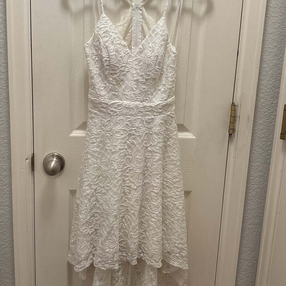 White Lace High-Low Dress - Summer, Cocktail, Party